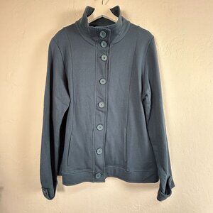 Fair Indigo Womens Organic Pima Cotton Button-Up Jacket XL Blue Lightweight